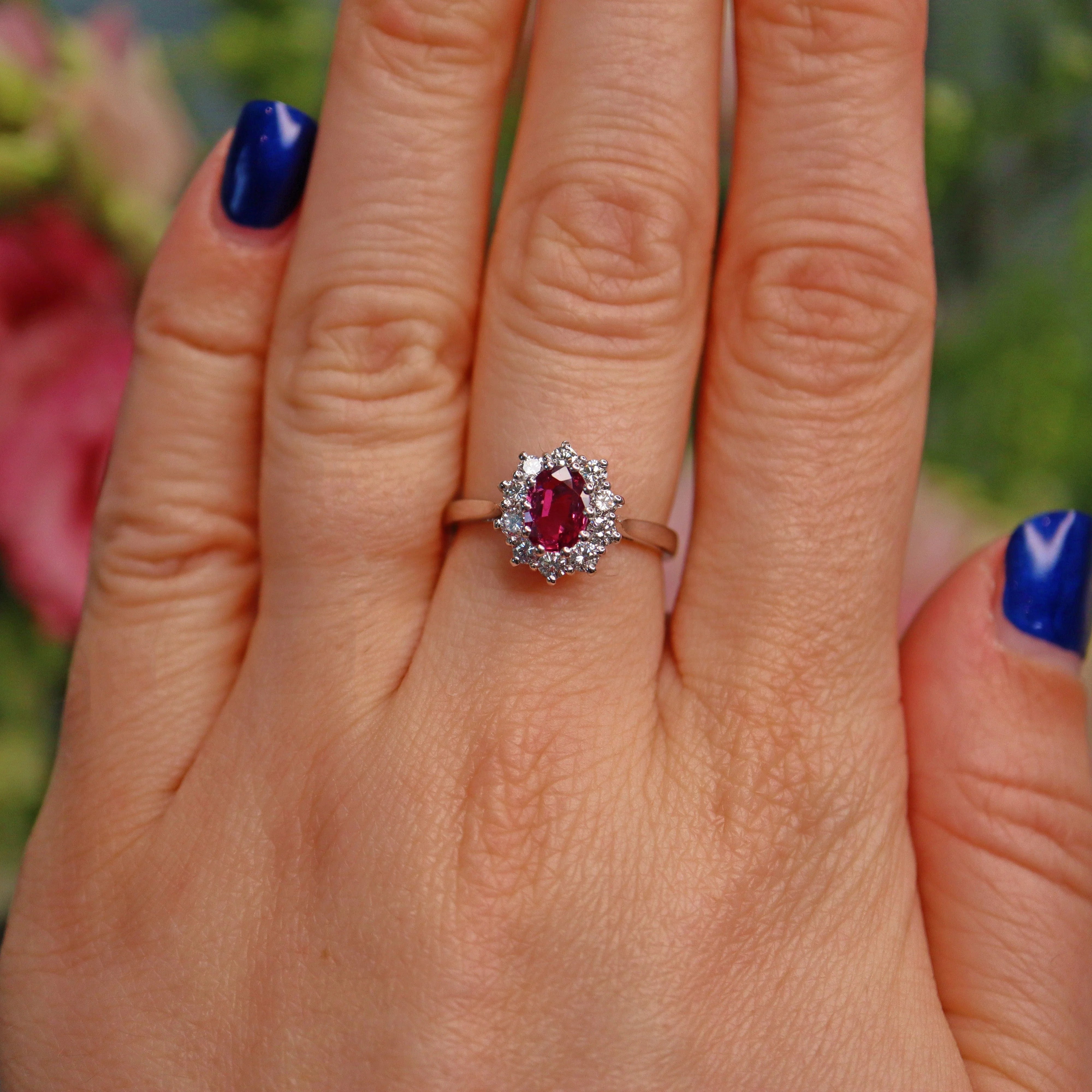 Ellibelle Jewellery Ruby & Diamond 18ct White Gold Cluster Ring