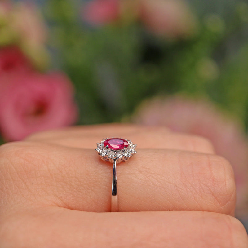 Ellibelle Jewellery Ruby & Diamond 18ct White Gold Cluster Ring