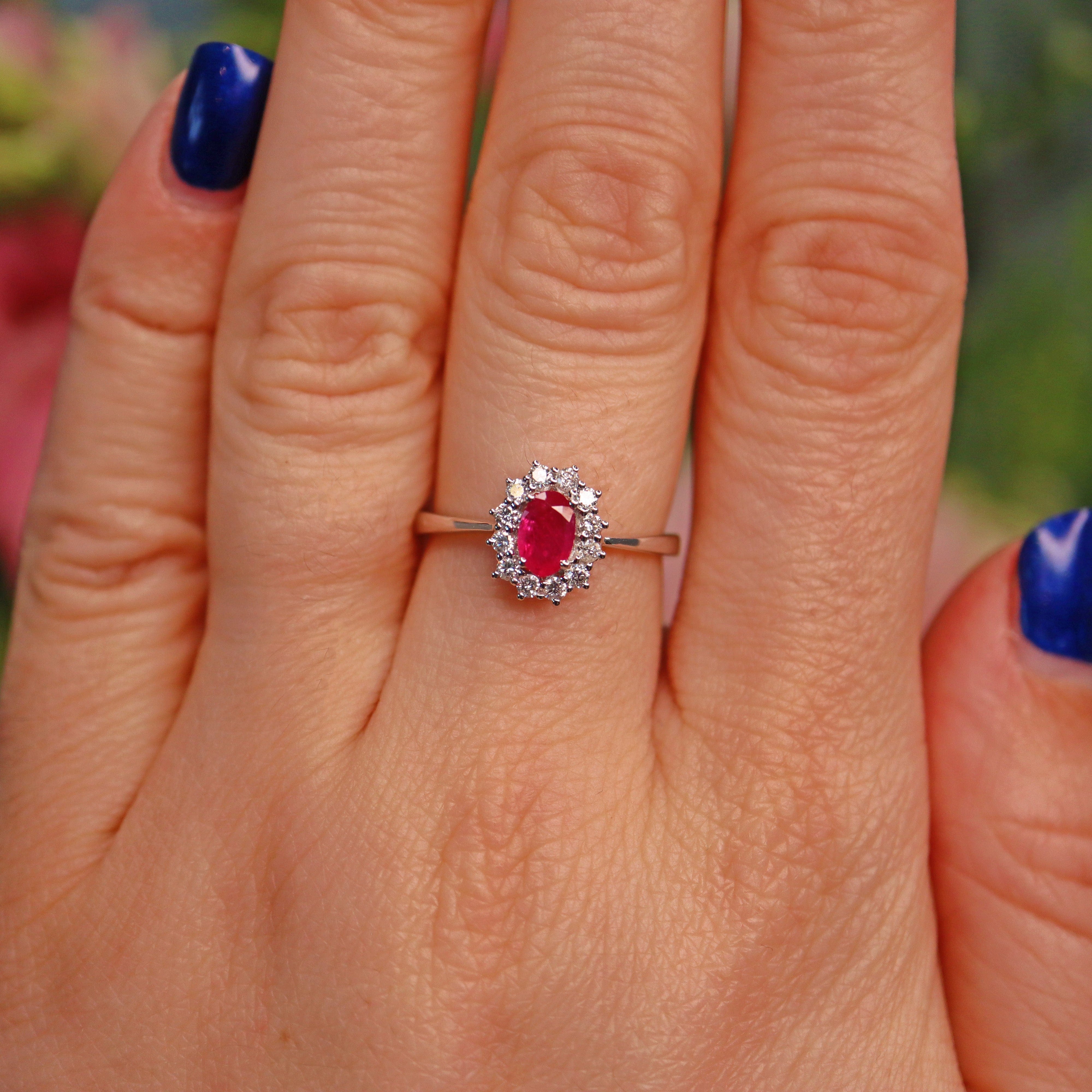 Ellibelle Jewellery Ruby & Diamond 18ct White Gold Cluster Ring