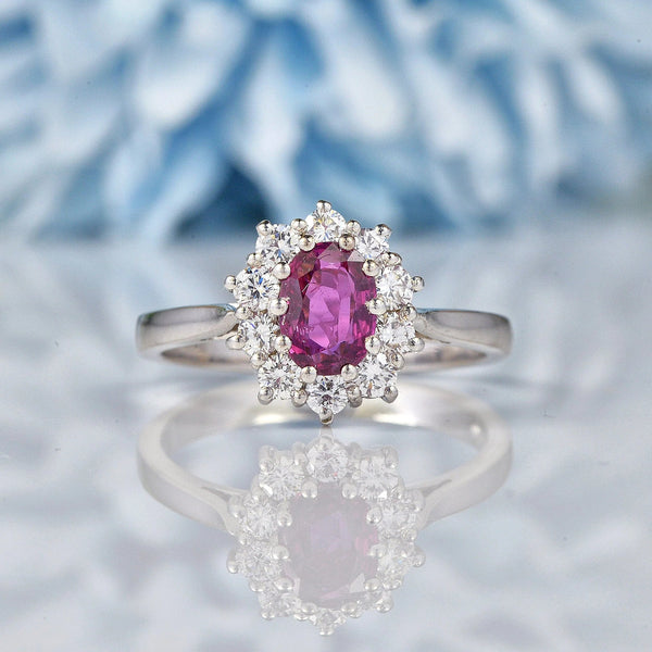 Ellibelle Jewellery Ruby & Diamond 18ct White Gold Cluster Ring