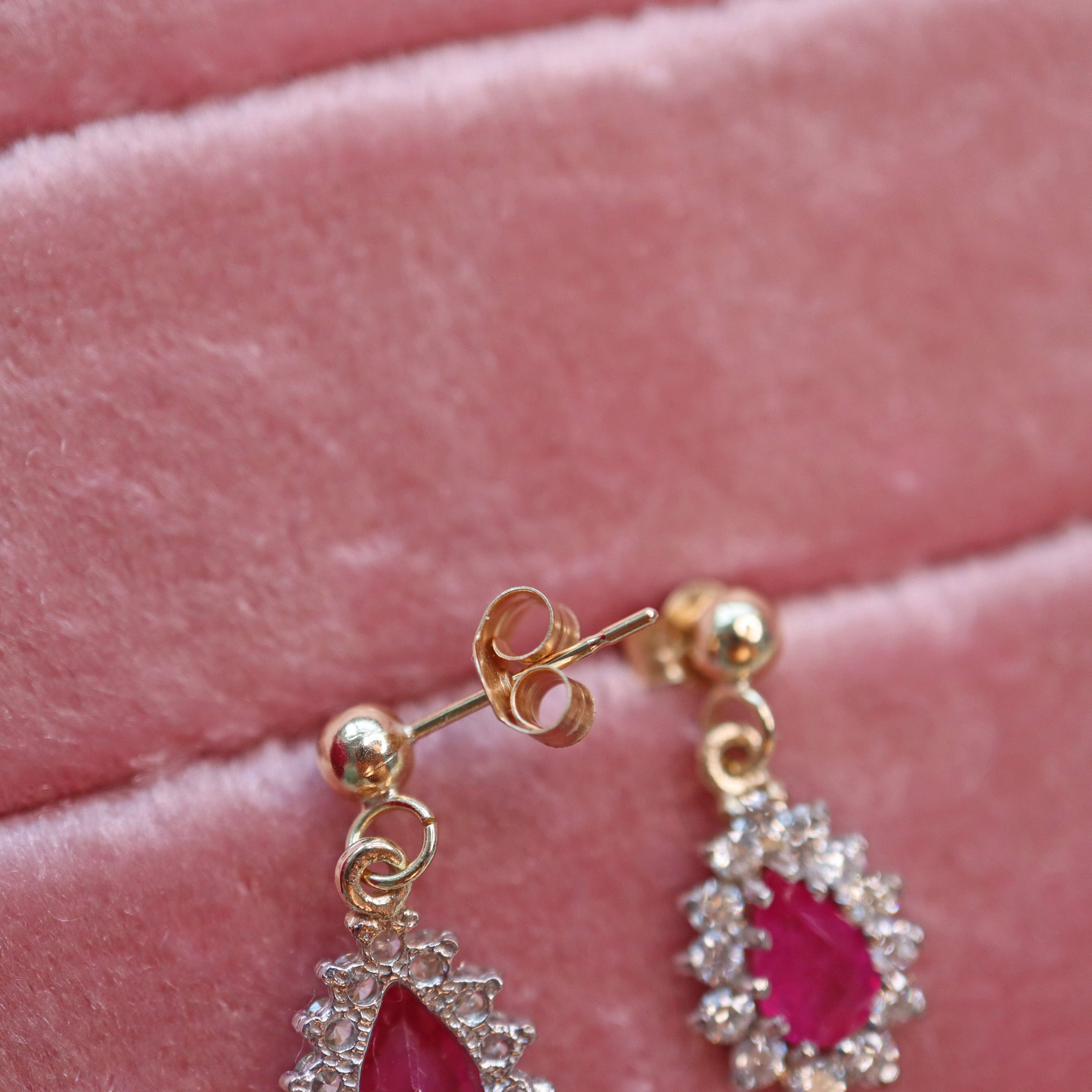 Ellibelle Jewellery Ruby & Diamond Gold Teardrop Earrings