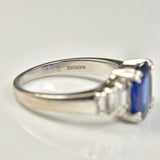 Ellibelle Jewellery SAPPHIRE & BAGUETTE-CUT DIAMOND 18CT WHITE GOLD RING