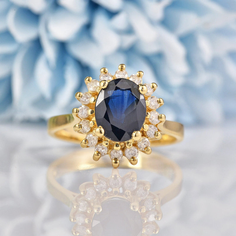 Ellibelle Jewellery Sapphire & Diamond 14k Gold Oval Cluster Ring