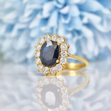 Ellibelle Jewellery SAPPHIRE & DIAMOND 18CT GOLD CLUSTER RING