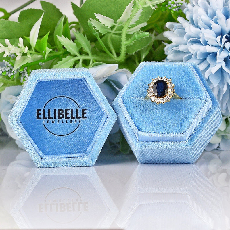 Ellibelle Jewellery SAPPHIRE & DIAMOND 18CT GOLD CLUSTER RING
