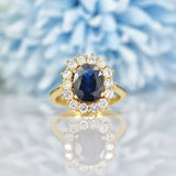 Ellibelle Jewellery SAPPHIRE & DIAMOND 18CT GOLD CLUSTER RING