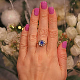 Ellibelle Jewellery Sapphire & Diamond 18ct Gold Flower Cluster Ring