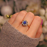 Ellibelle Jewellery Sapphire & Diamond 18ct Gold Flower Cluster Ring