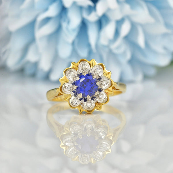 Ellibelle Jewellery Sapphire & Diamond 18ct Gold Flower Cluster Ring