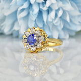 Ellibelle Jewellery Sapphire & Diamond 18ct Gold Flower Cluster Ring