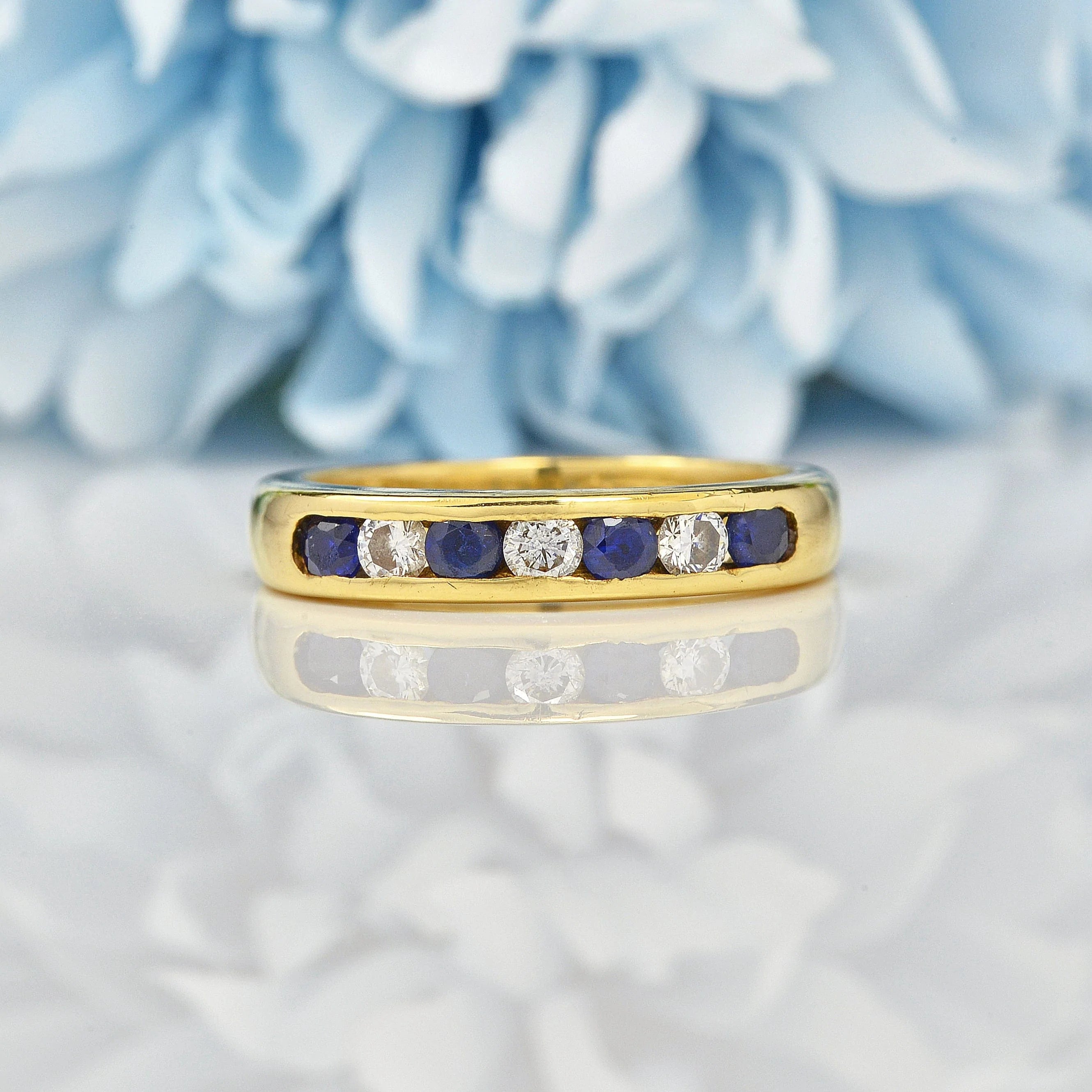 Ellibelle Jewellery SAPPHIRE & DIAMOND 18CT GOLD HALF ETERNITY RING