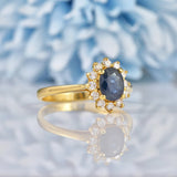 Ellibelle Jewellery Sapphire & Diamond 18ct Gold Oval Cluster Ring