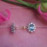 Ellibelle Jewellery Sapphire & Diamond 9ct Gold Oval Cluster Stud Earrings