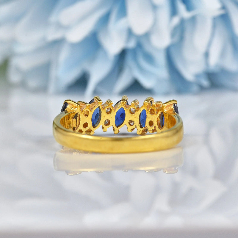 Ellibelle Jewellery Sapphire & Diamond Marquise Half Eternity Ring