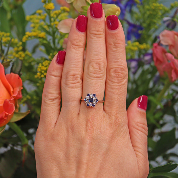 Ellibelle Jewellery Sapphire & Diamond White Gold Cluster Ring