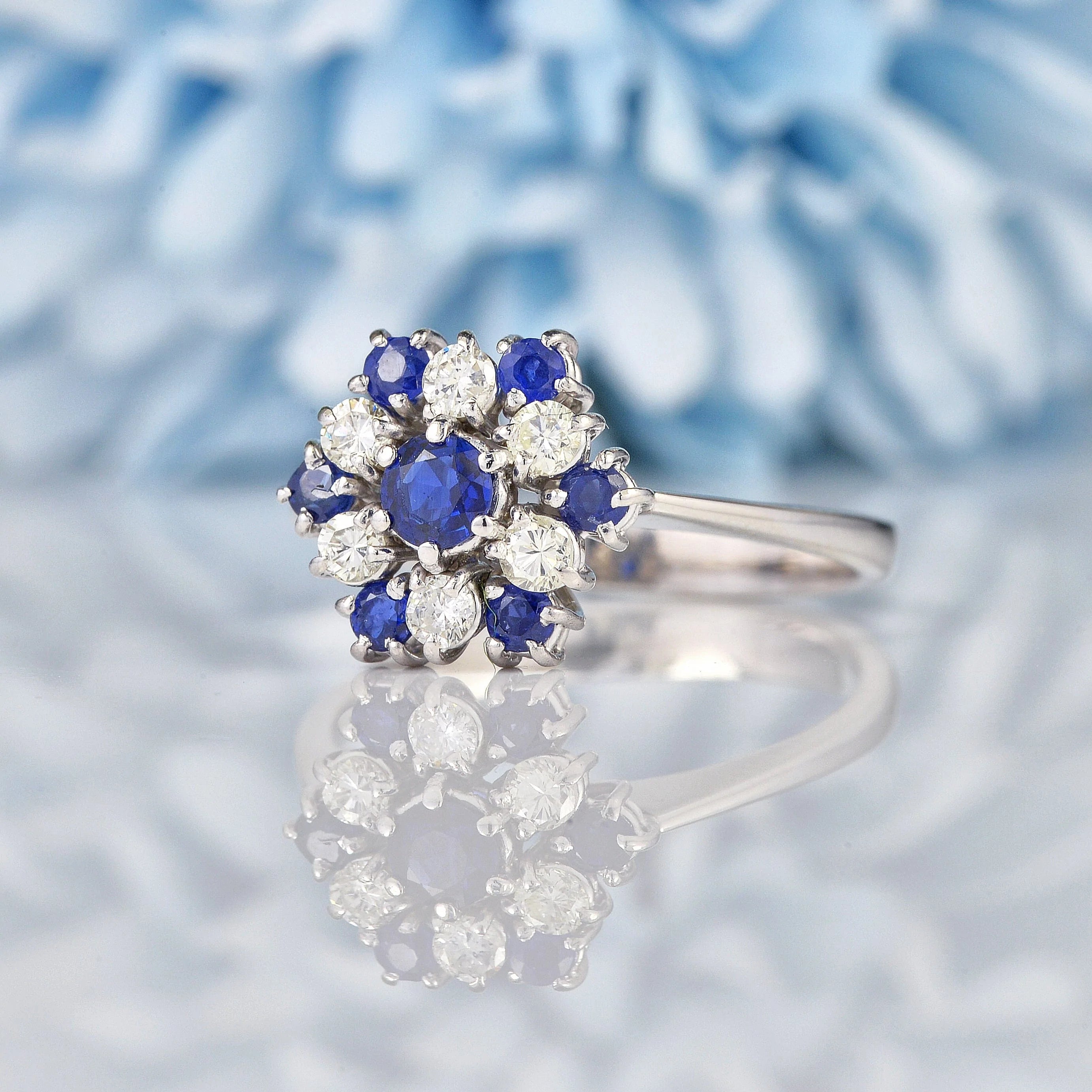 Ellibelle Jewellery Sapphire & Diamond White Gold Cluster Ring