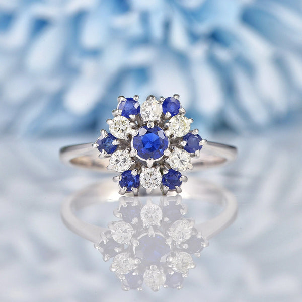 Ellibelle Jewellery Sapphire & Diamond White Gold Cluster Ring