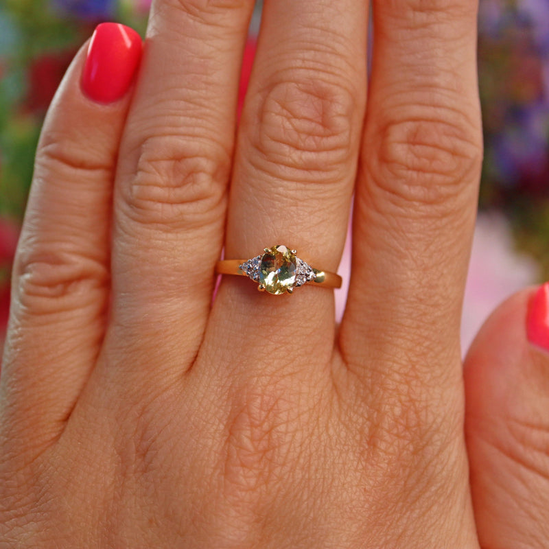 Ellibelle Jewellery Scapolite & Diamond 18ct Gold Ring