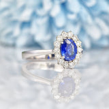 Ellibelle Jewellery Sri Lankan Blue Sapphire & Diamond White Gold Cluster Ring