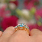 Ellibelle Jewellery Swiss Blue Topaz 9ct Gold Three Stone Ring