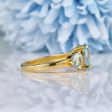 Ellibelle Jewellery Swiss Blue Topaz & Diamond 9ct Gold Trilogy Ring