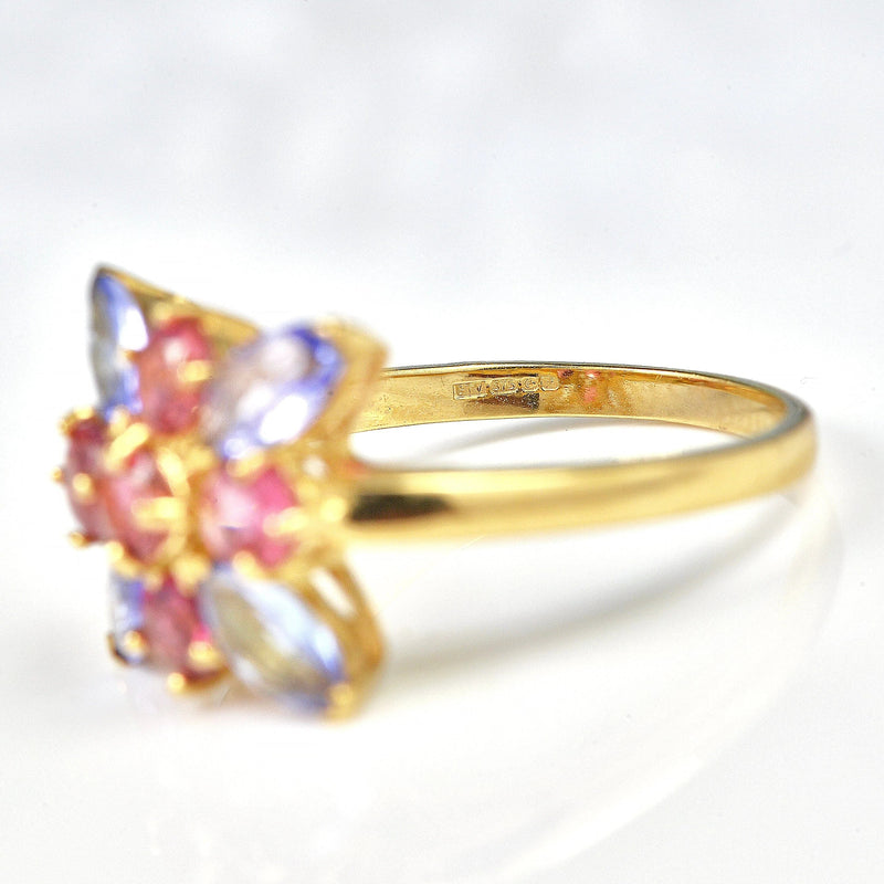 Ellibelle Jewellery Tanzanite & Amethyst 9ct Gold Cluster Ring