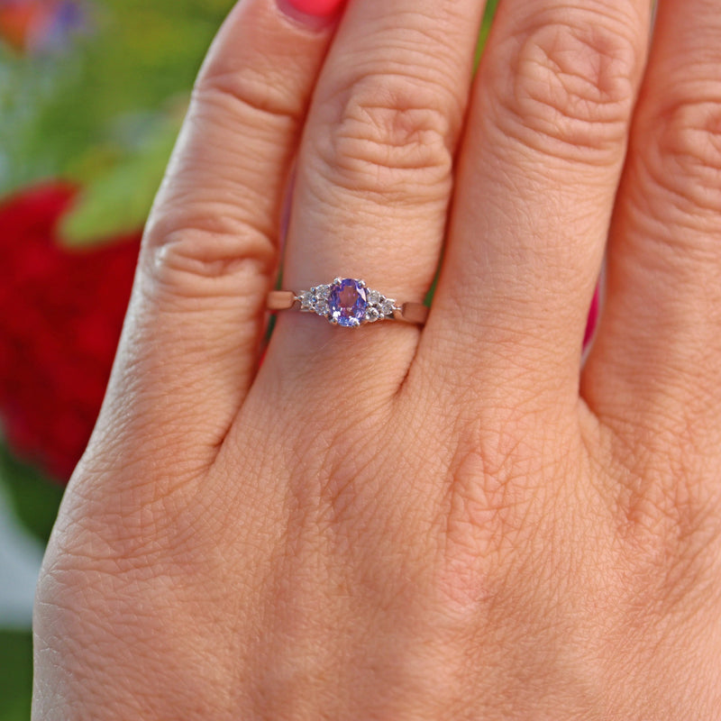 Ellibelle Jewellery Tanzanite & Diamond 18ct White Gold Ring