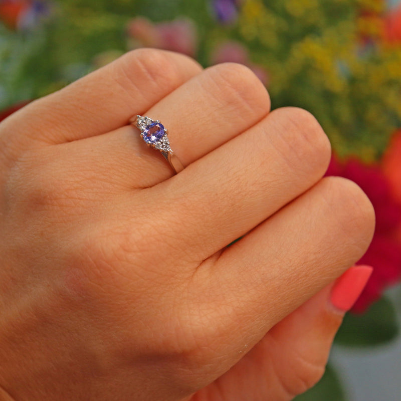 Ellibelle Jewellery Tanzanite & Diamond 18ct White Gold Ring