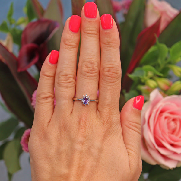 Ellibelle Jewellery Tanzanite & Diamond Platinum Cluster Ring