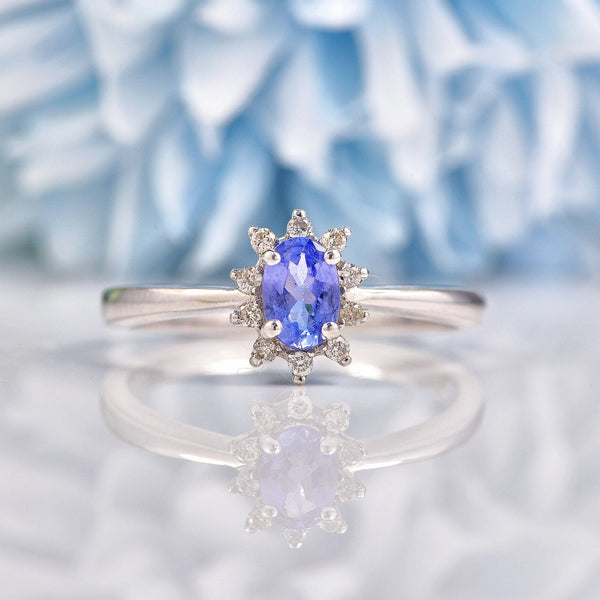 Ellibelle Jewellery Tanzanite & Diamond Platinum Cluster Ring