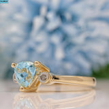 Aquamarine & Diamond 9ct Gold Ring 