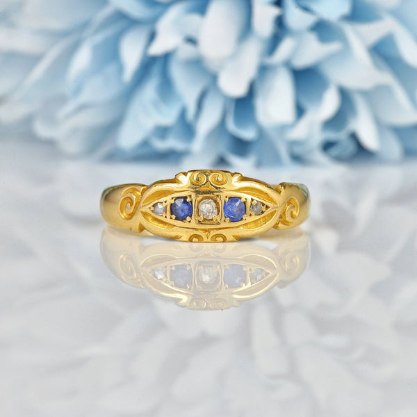 Ellibelle Jewellery VICTORIAN 18CT GOLD SAPPHIRE & DIAMOND RING