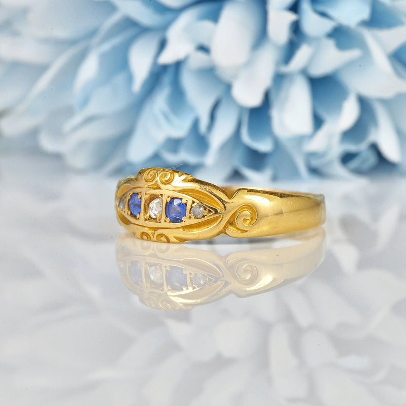 Ellibelle Jewellery VICTORIAN 18CT GOLD SAPPHIRE & DIAMOND RING
