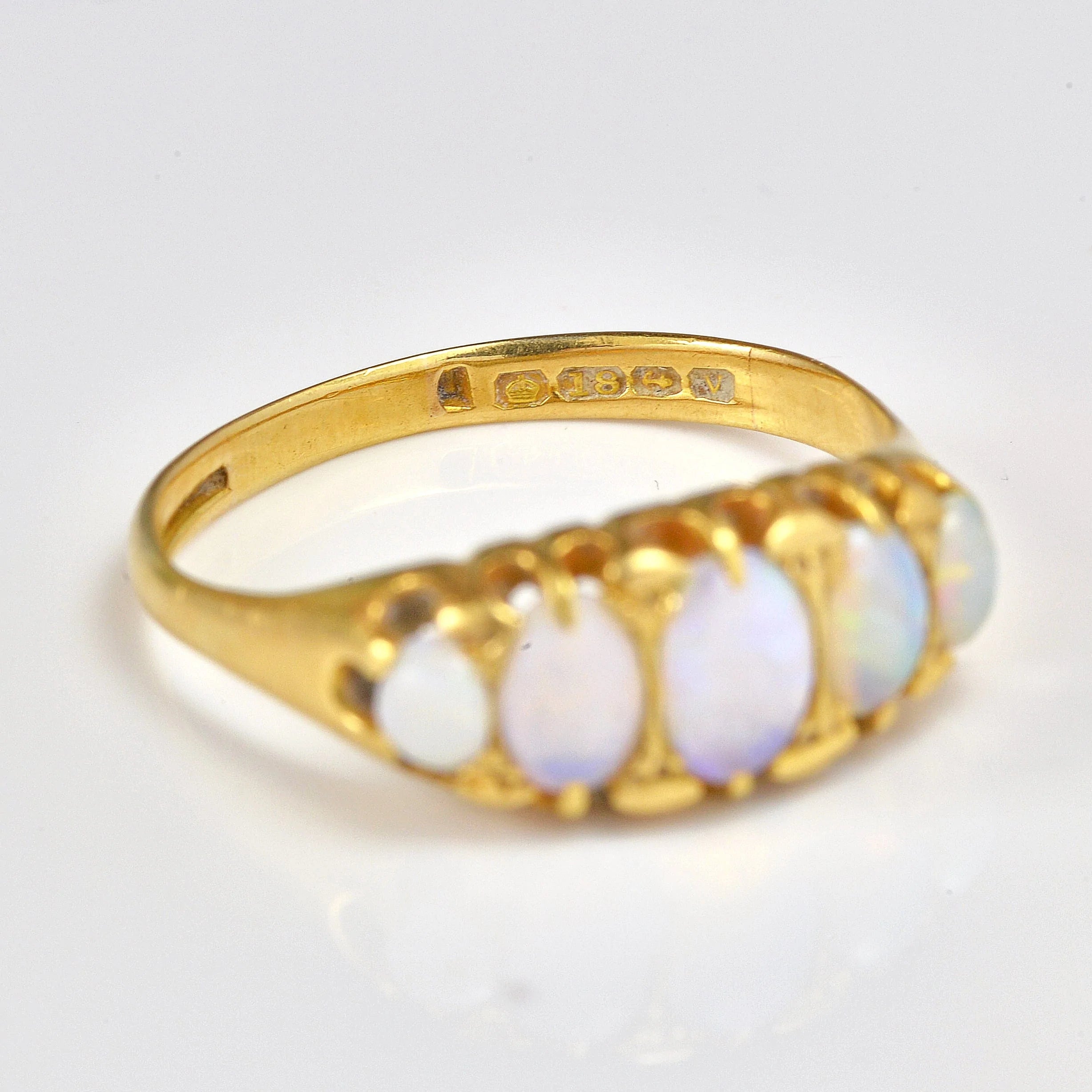 Ellibelle Jewellery Victorian Opal 18ct Gold Five Stone Ring