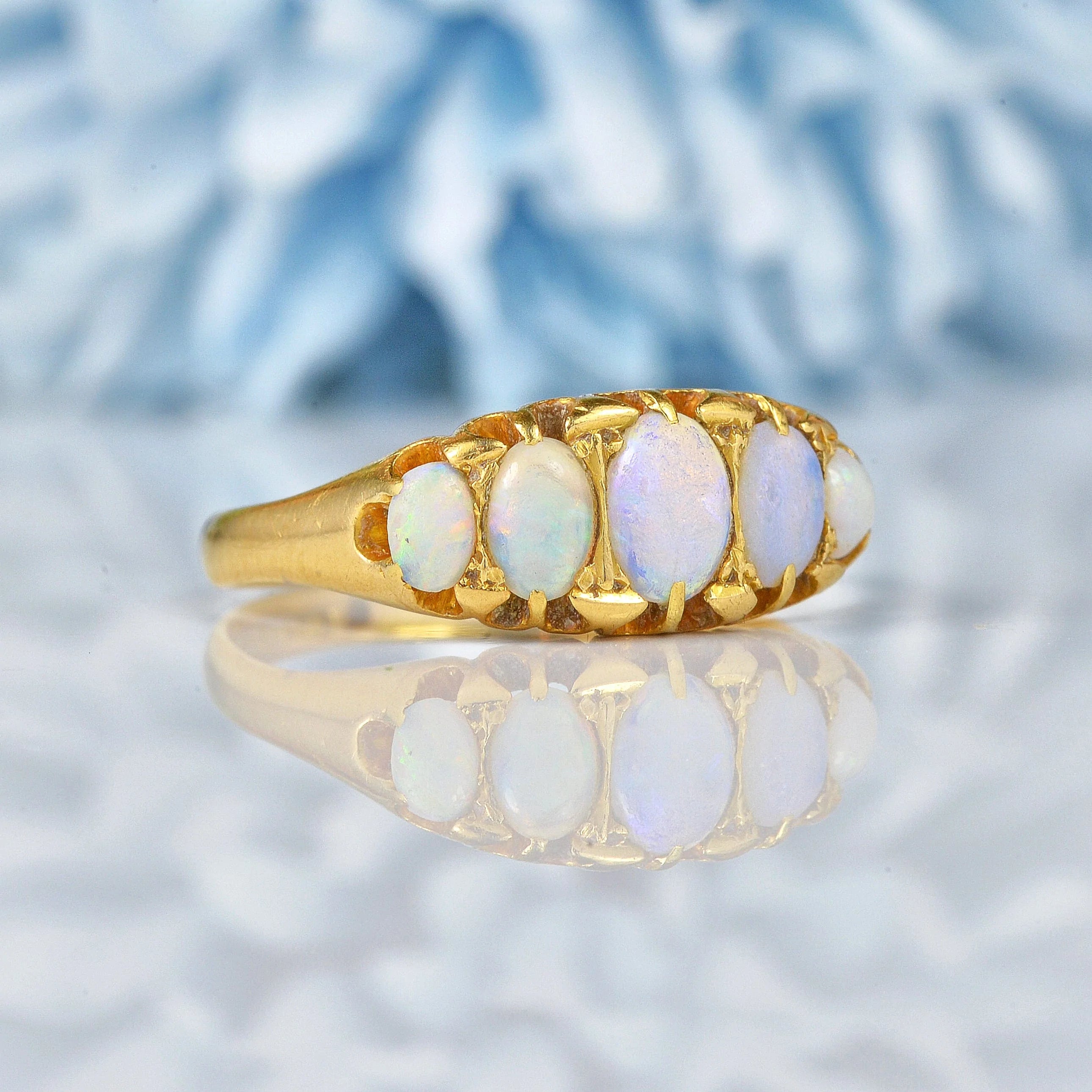 Ellibelle Jewellery Victorian Opal 18ct Gold Five Stone Ring