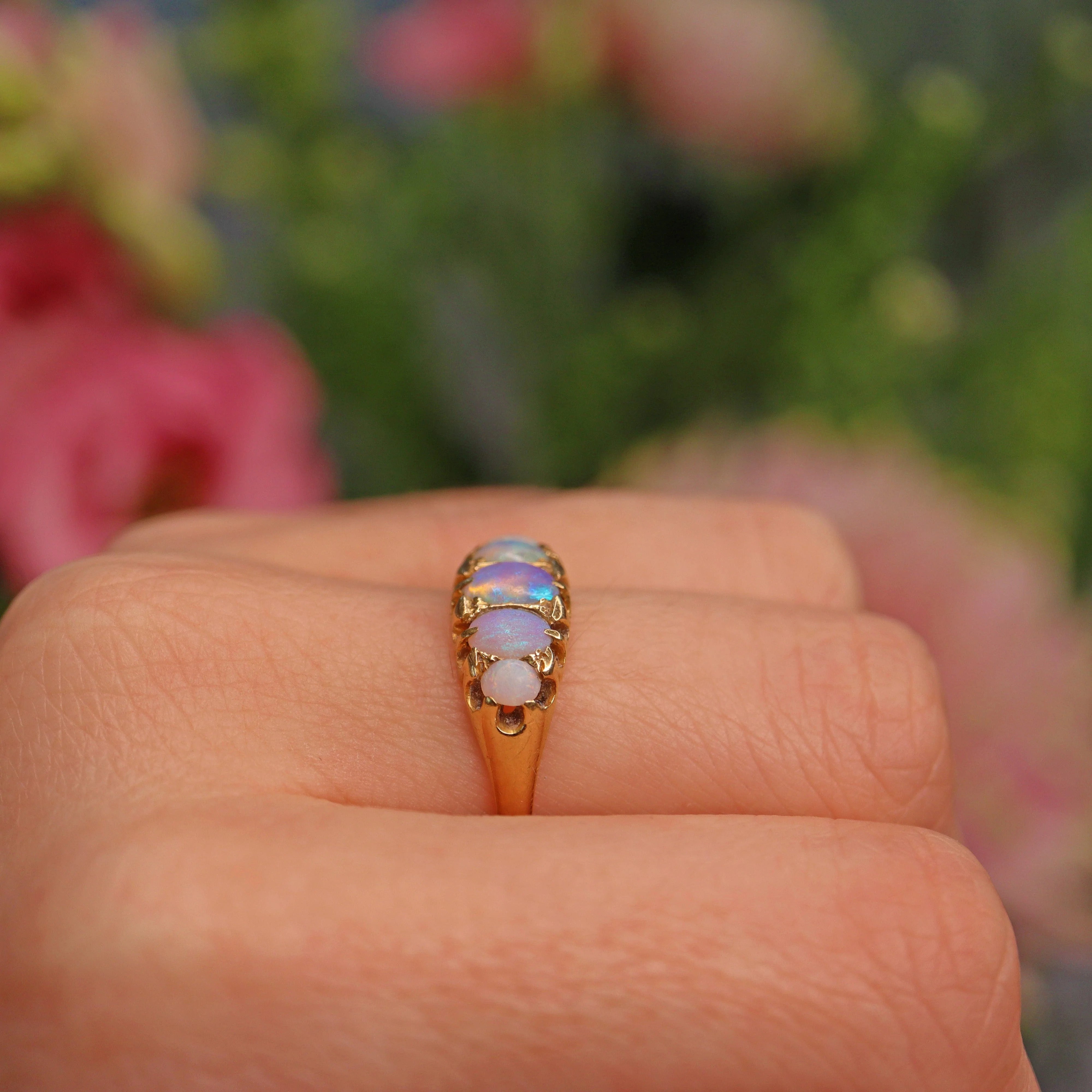 Ellibelle Jewellery Victorian Opal 18ct Gold Five Stone Ring