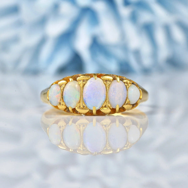 Ellibelle Jewellery Victorian Opal 18ct Gold Five Stone Ring