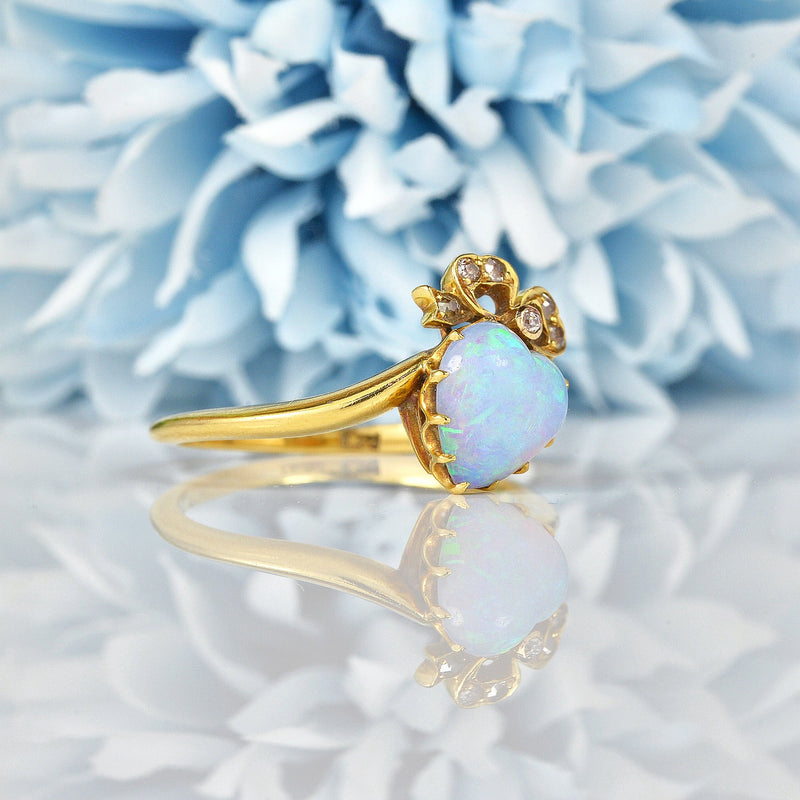 Ellibelle Jewellery VICTORIAN OPAL & DIAMOND GOLD HEART RING