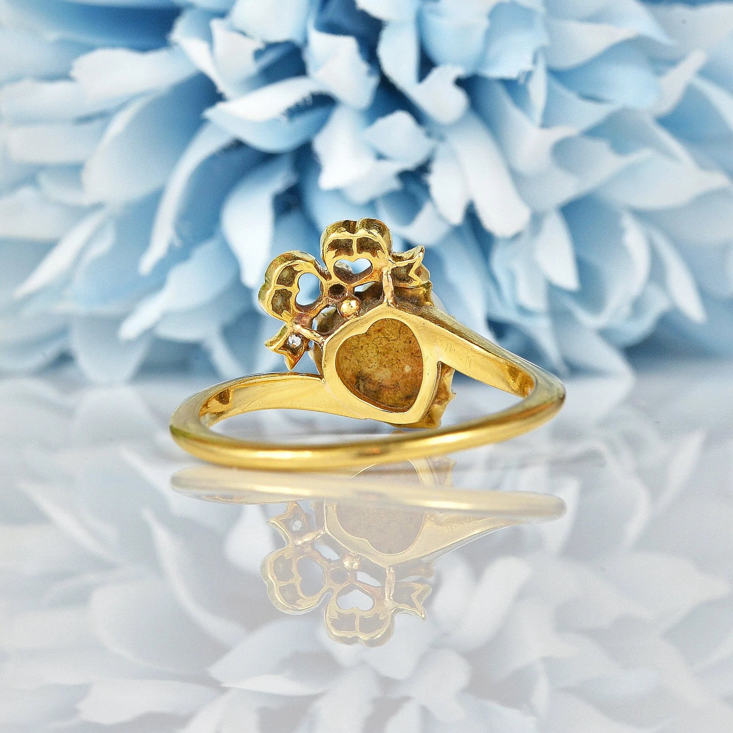 Ellibelle Jewellery VICTORIAN OPAL & DIAMOND GOLD HEART RING