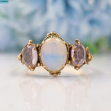 Ellibelle Jewellery VICTORIAN OPAL & PINK TOPAZ 15CT GOLD THREE-STONE RING