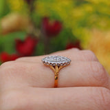 Ellibelle Jewellery VICTORIAN STYLE DIAMOND 9CT GOLD NAVETTE CLUSTER RING