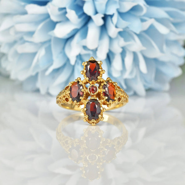 Ellibelle Jewellery VICTORIAN STYLE GARNET 9CT GOLD DRESS RING