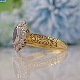 Ellibelle Jewellery VICTORIAN STYLE SAPPHIRE & DIAMOND 18CT GOLD CLUSTER RING