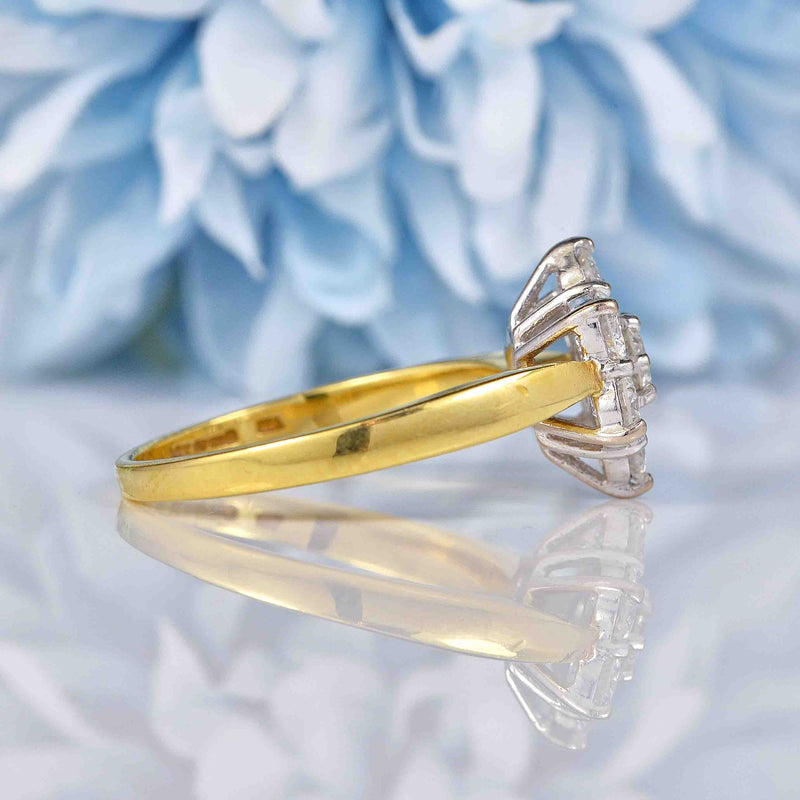Ellibelle Jewellery Vintage 1 Carat Diamond 18ct Gold Daisy Cluster Ring
