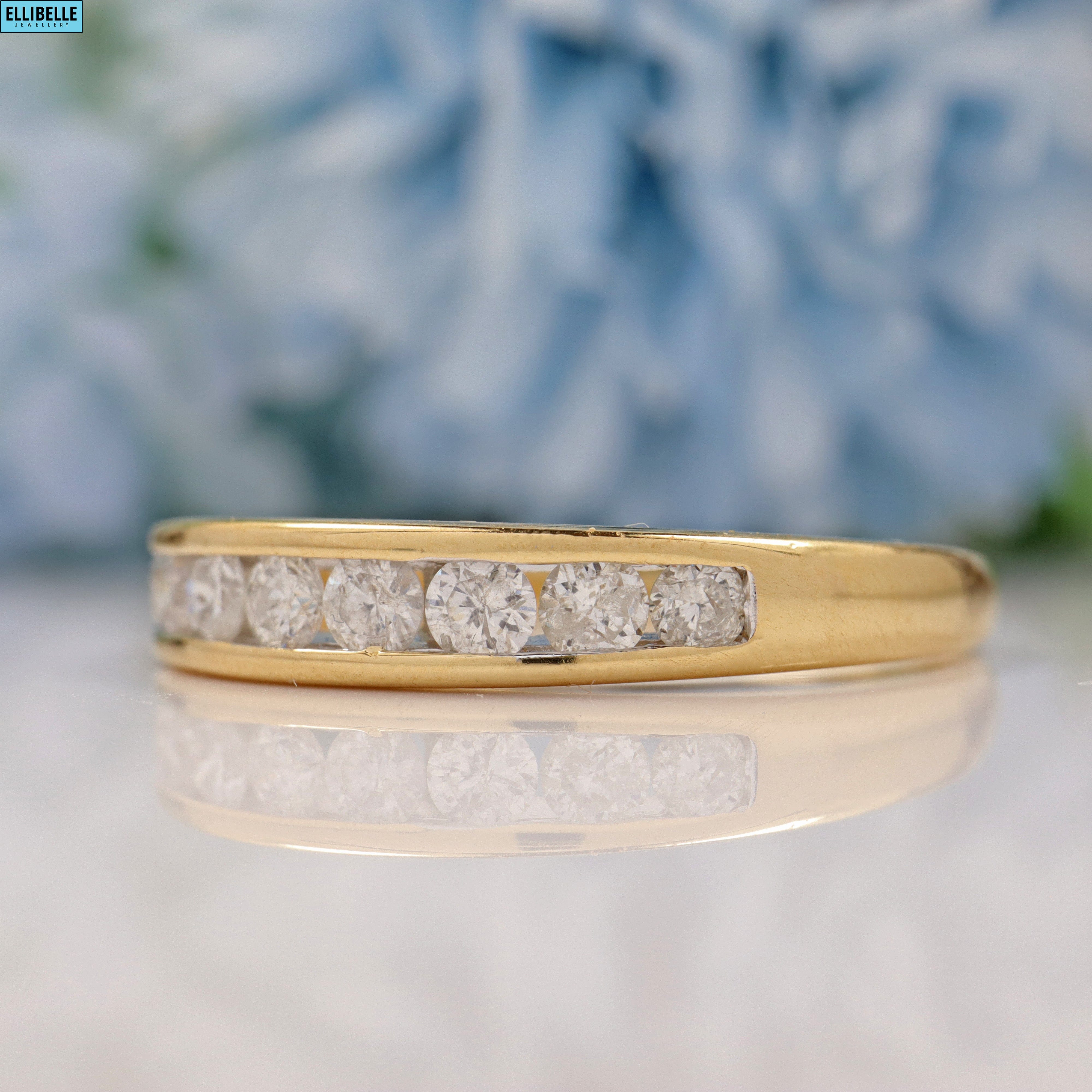 Ellibelle Jewellery VINTAGE 18CT GOLD DIAMOND ETERNITY WEDDING BAND RING