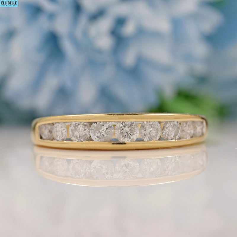 Ellibelle Jewellery VINTAGE 18CT GOLD DIAMOND ETERNITY WEDDING BAND RING