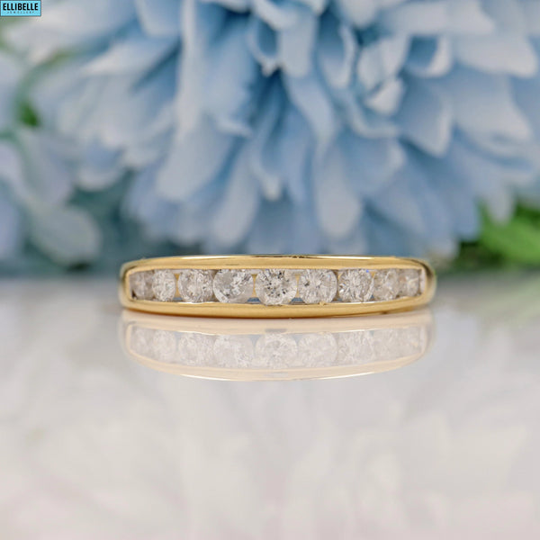 Ellibelle Jewellery VINTAGE 18CT GOLD DIAMOND ETERNITY WEDDING BAND RING