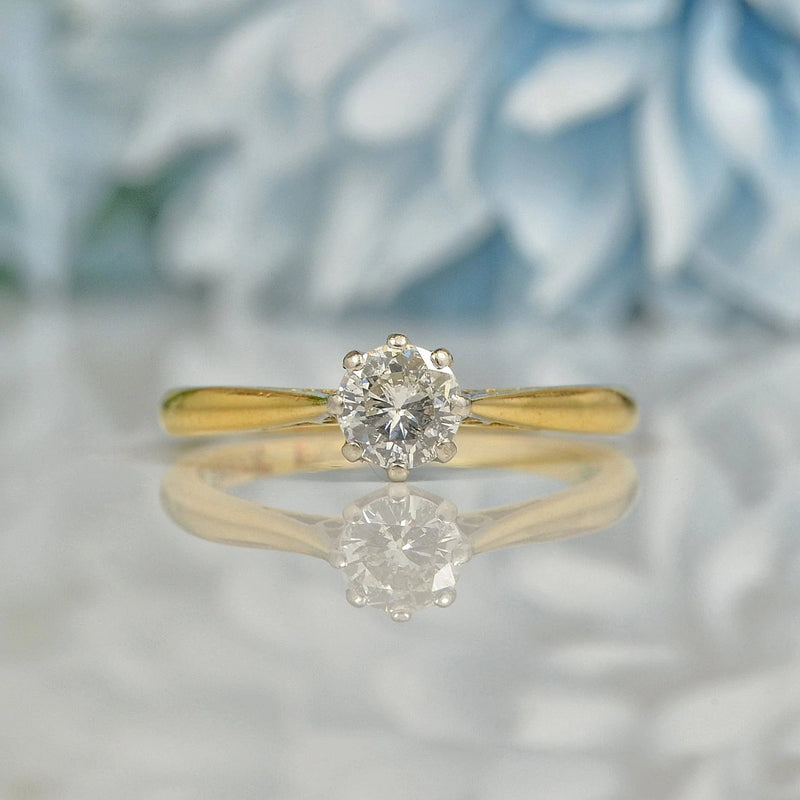 Ellibelle Jewellery VINTAGE 18CT GOLD & PLATINUM DIAMOND SOLITAIRE RING