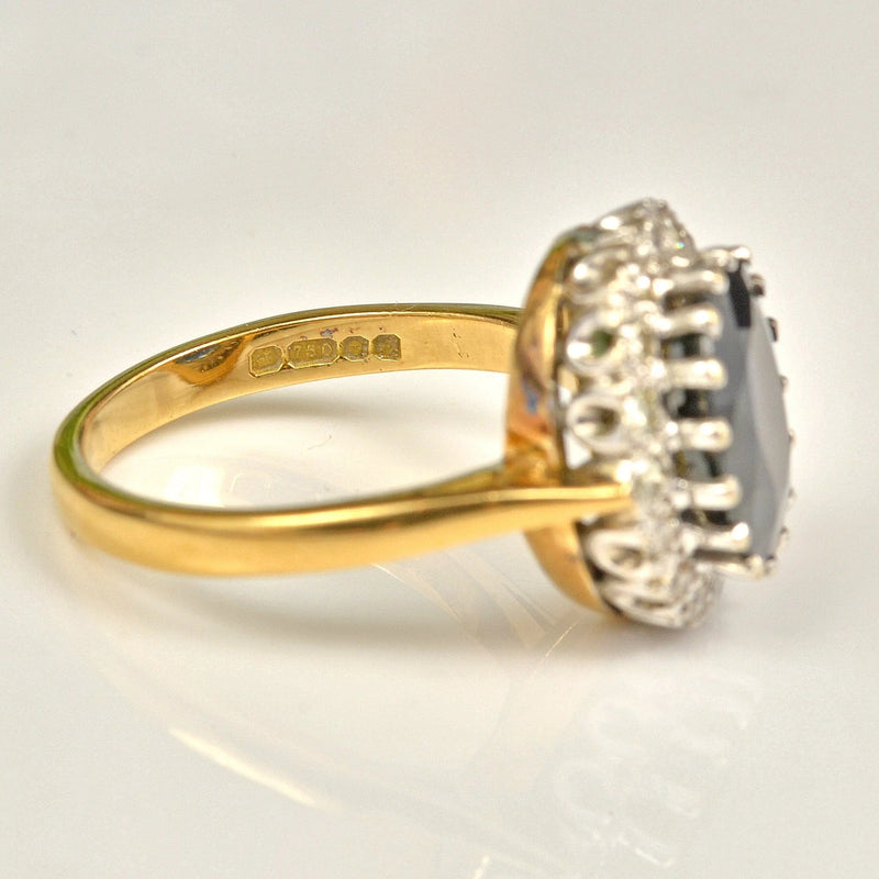 Ellibelle Jewellery VINTAGE 18CT GOLD SAPPHIRE & DIAMOND CLUSTER RING