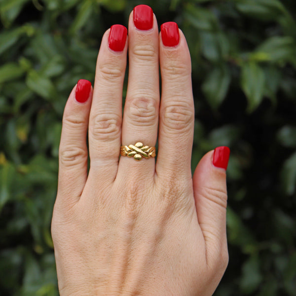 Ellibelle Jewellery Vintage 18ct Yellow Gold Four-Piece Puzzle Ring